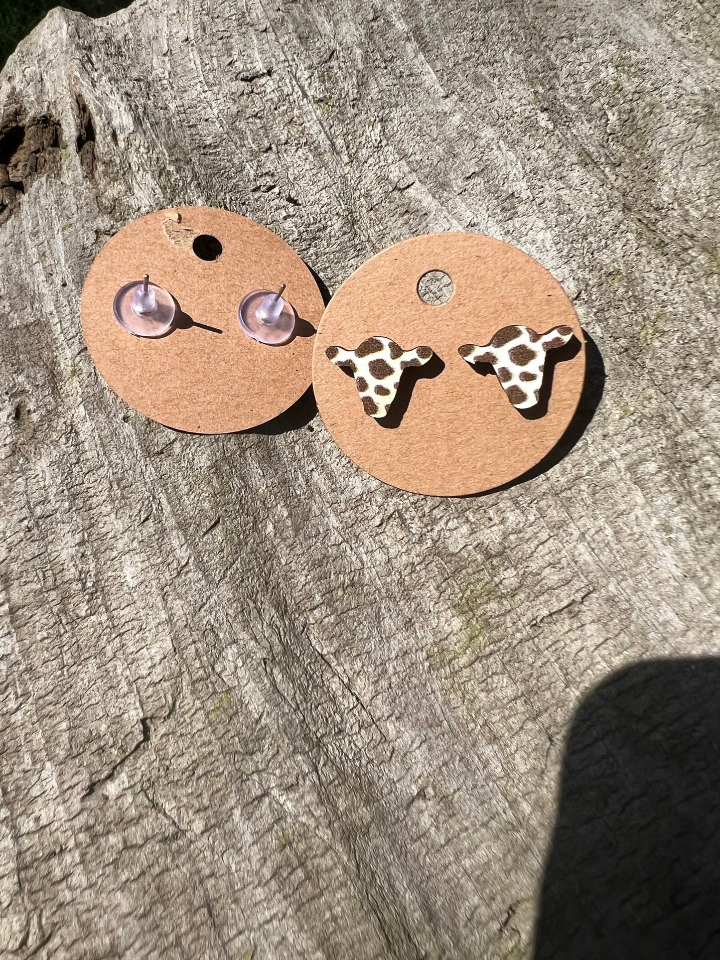Cow Print Cow Head Earrings
