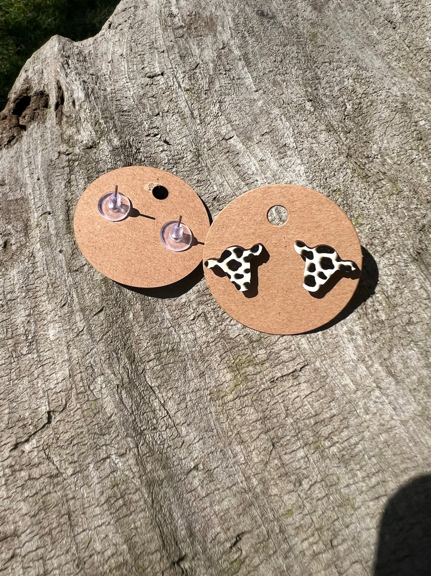 Cow Print Cow Head Earrings