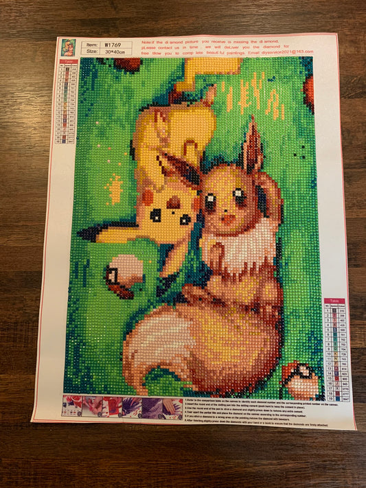 Pikachu and Eevee 5D Diamond Painting (completed)