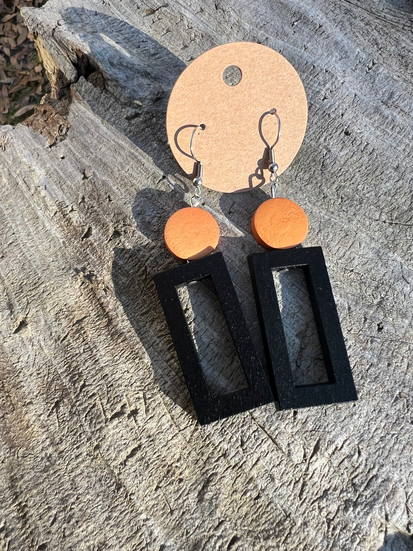 Wooden Dangly Earrings