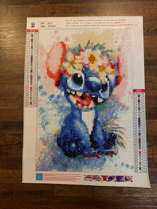 Stitch with Flower Headband 5D Diamond Painting )completed)