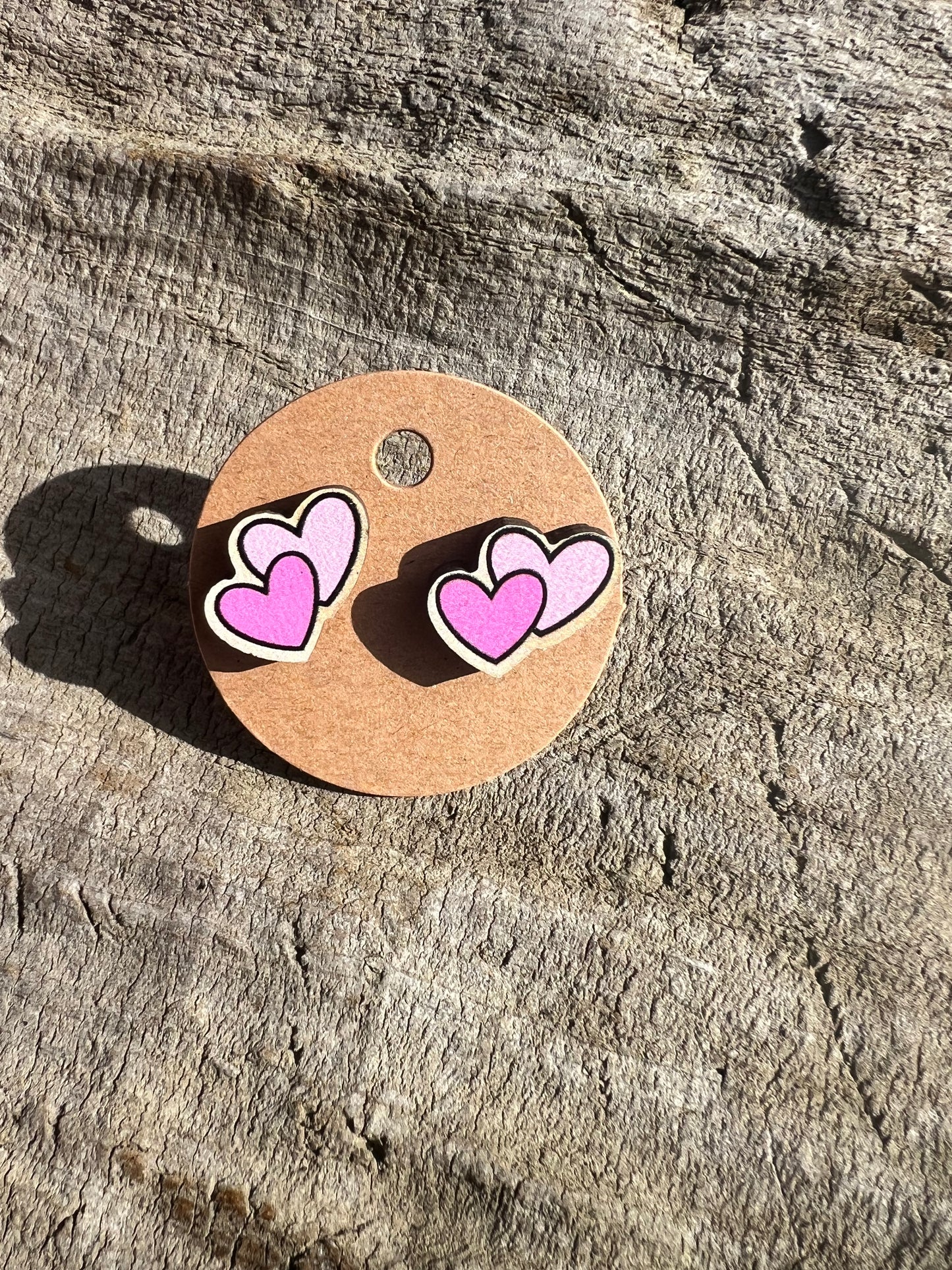 Valentine's Wooden Stud Earrings