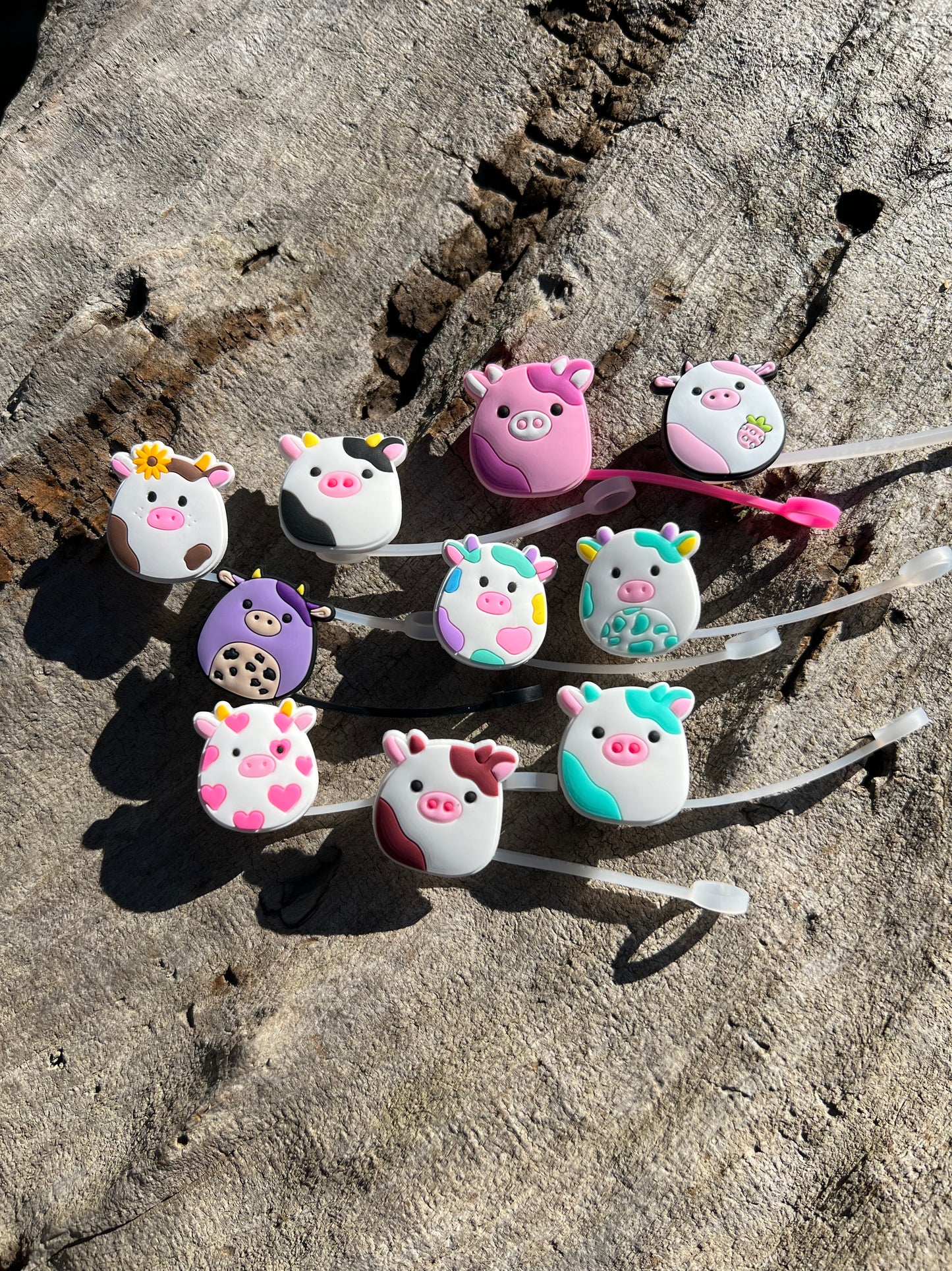 Fluffy Cow Straw Toppers