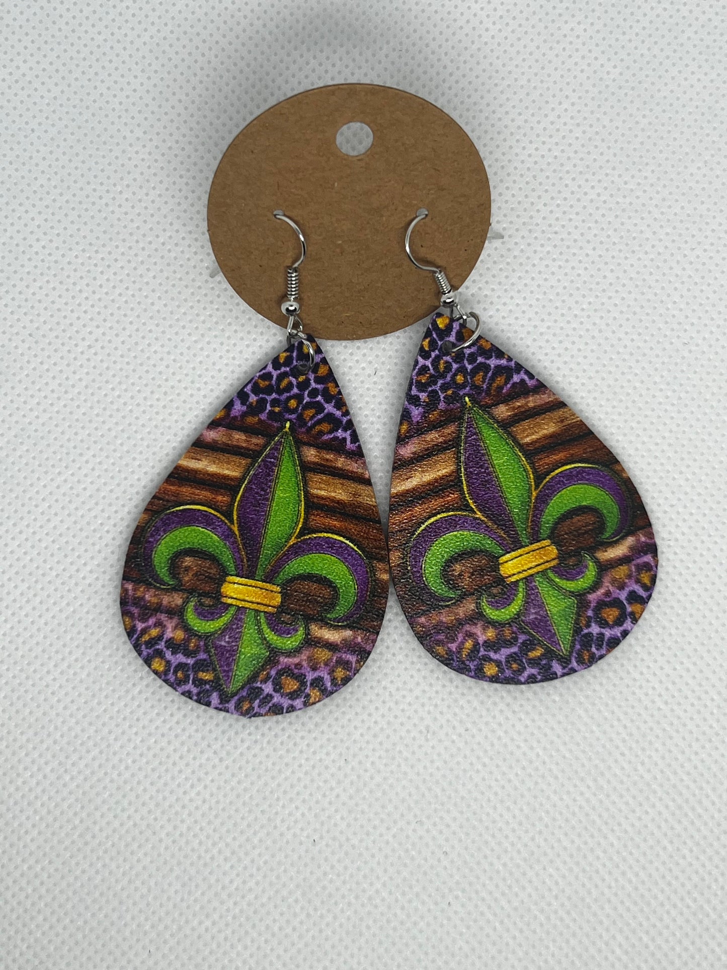 Mardi Gras Dangly Earrings