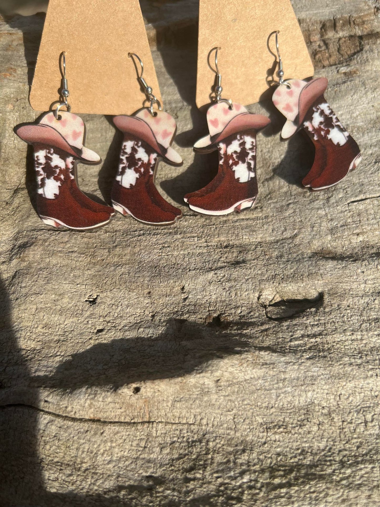 Cowboy Hat and Boots Dangly Earrings