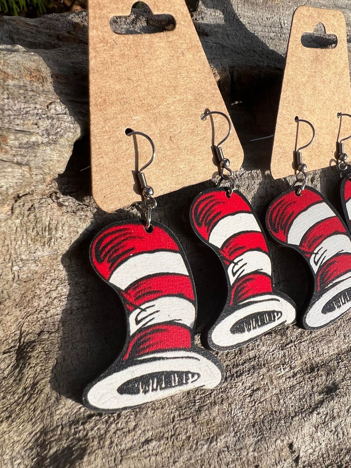 Cat in the Hat Dangly Earrings