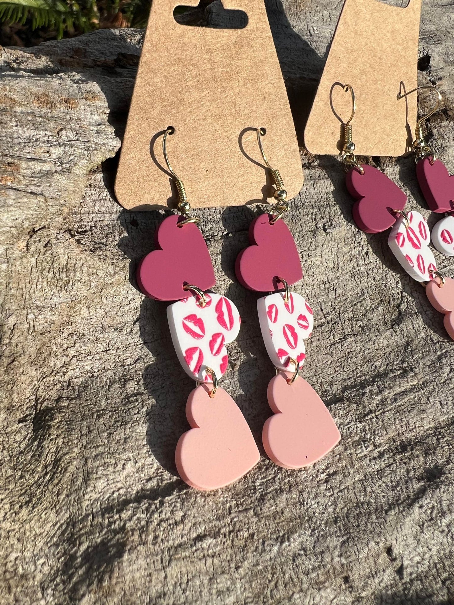 Three Heart Dangly Earrings