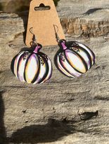 Faux Leather White Pumpkin Dangly Earrings