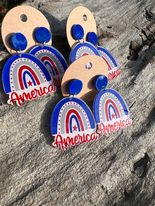 America Rainbow Dangly Stud Earrings