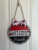 Welcome Friends Lady Bug Door Hanger