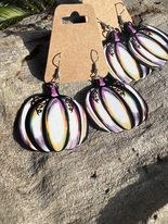 Faux Leather White Pumpkin Dangly Earrings