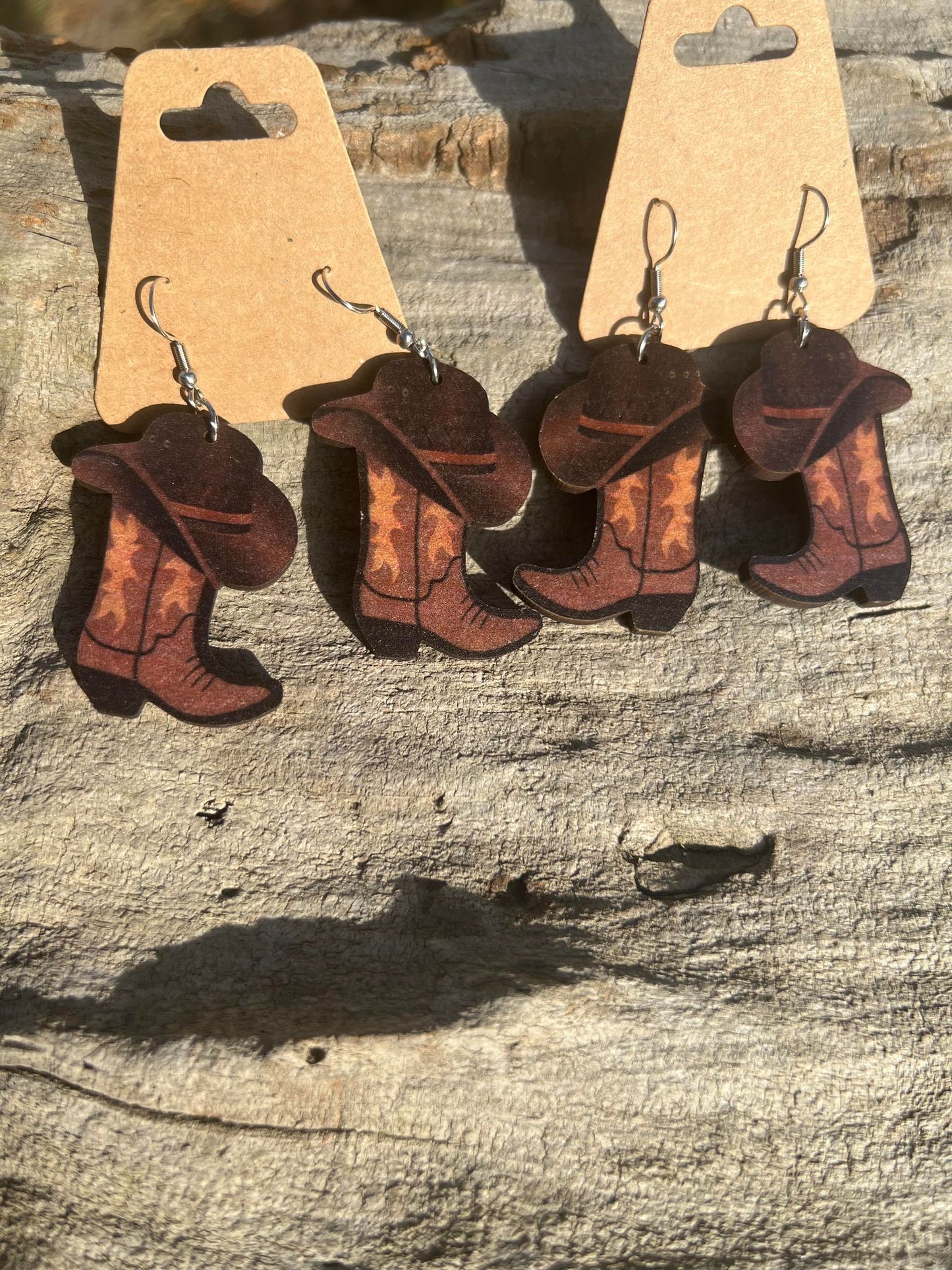 Cowboy Hat and Boots Dangly Earrings