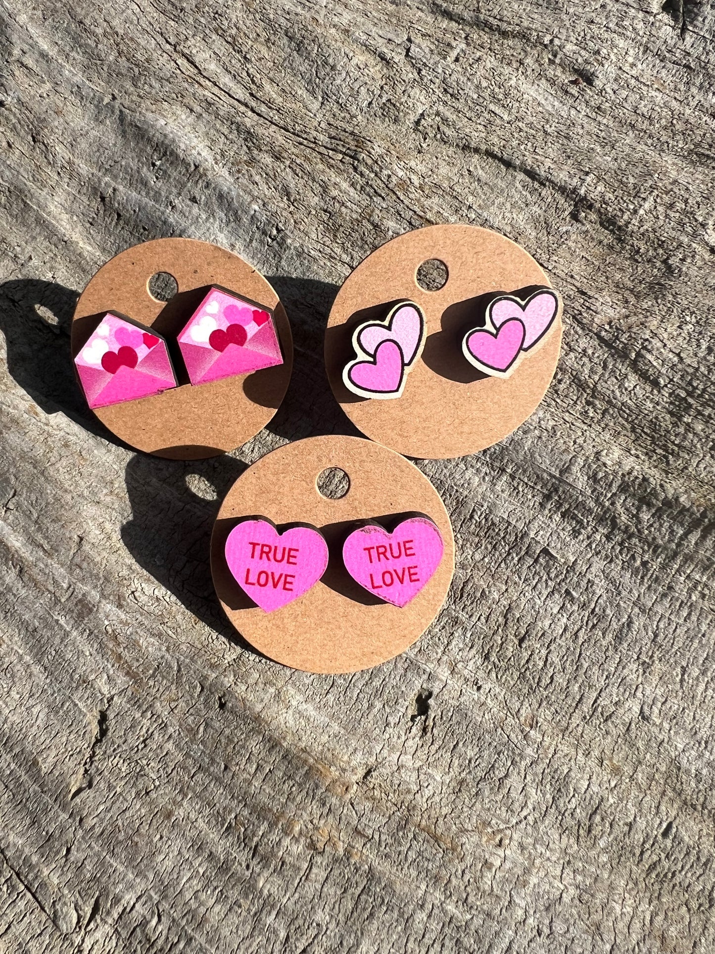 Valentine's Wooden Stud Earrings