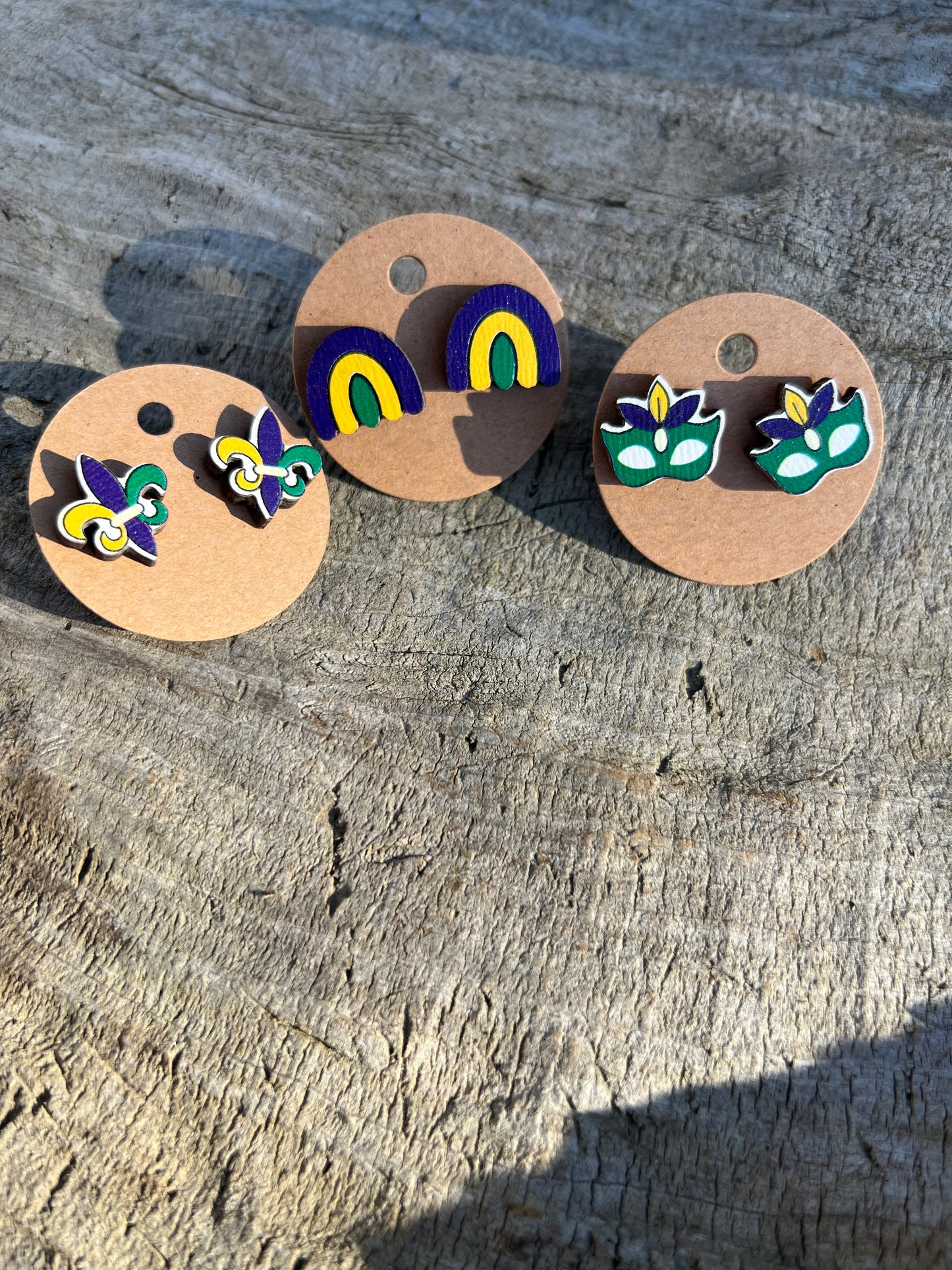 Mardi Gras Stud Earrings