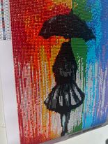 Rainbow Umbrella Girl 5D Painting (Completed)