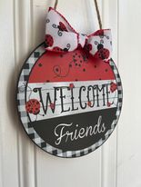 Welcome Friends Lady Bug Door Hanger