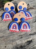 America Rainbow Dangly Stud Earrings