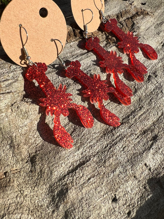 Sparkly Crawfish Dangly Earrings