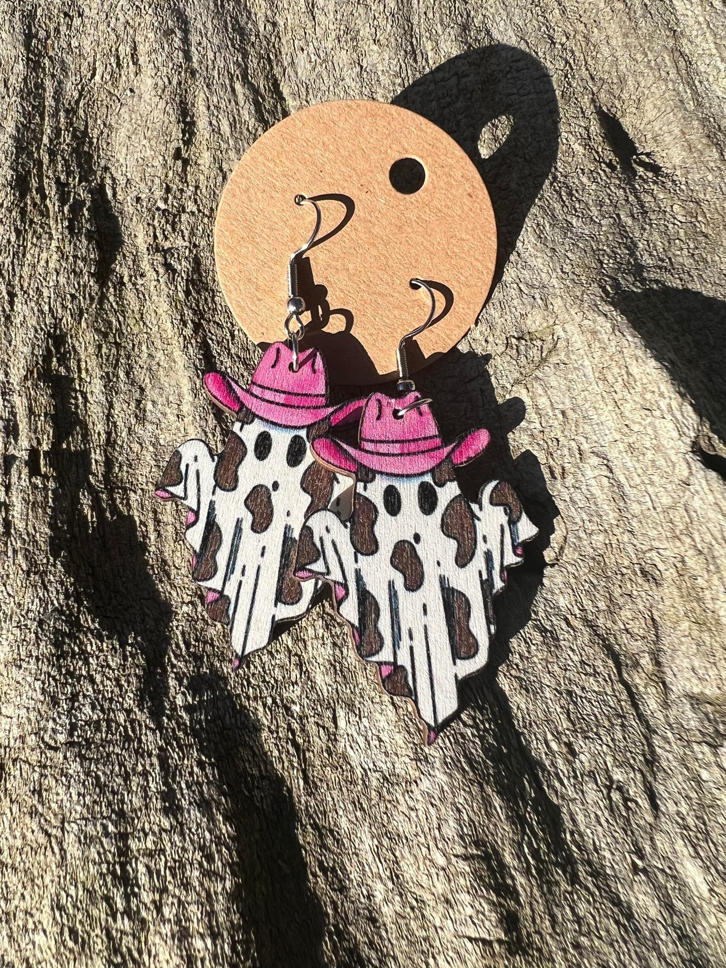 Cow Print Ghost Earrings