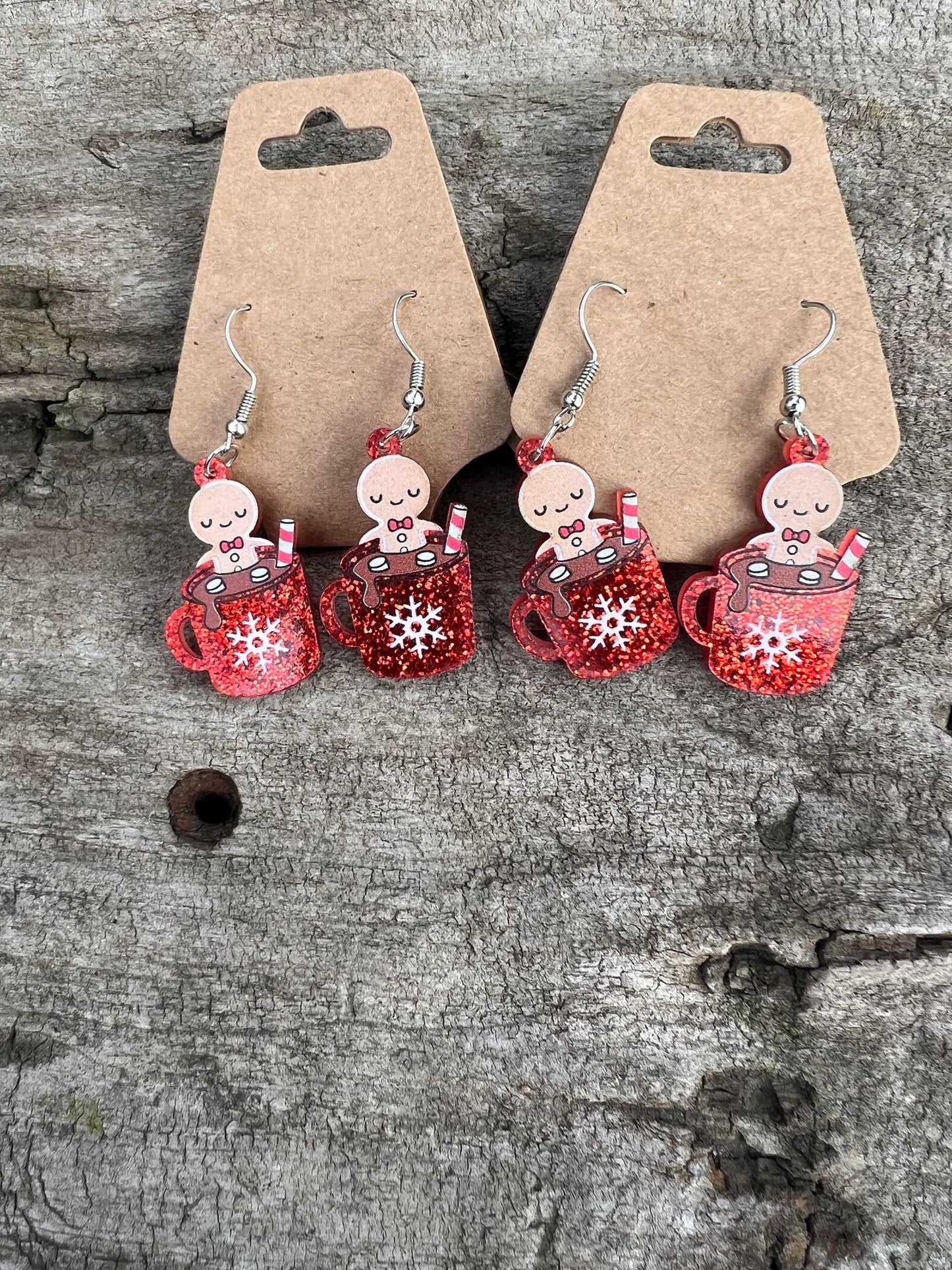 Gingerbread Hot Coco Dangly Earrings