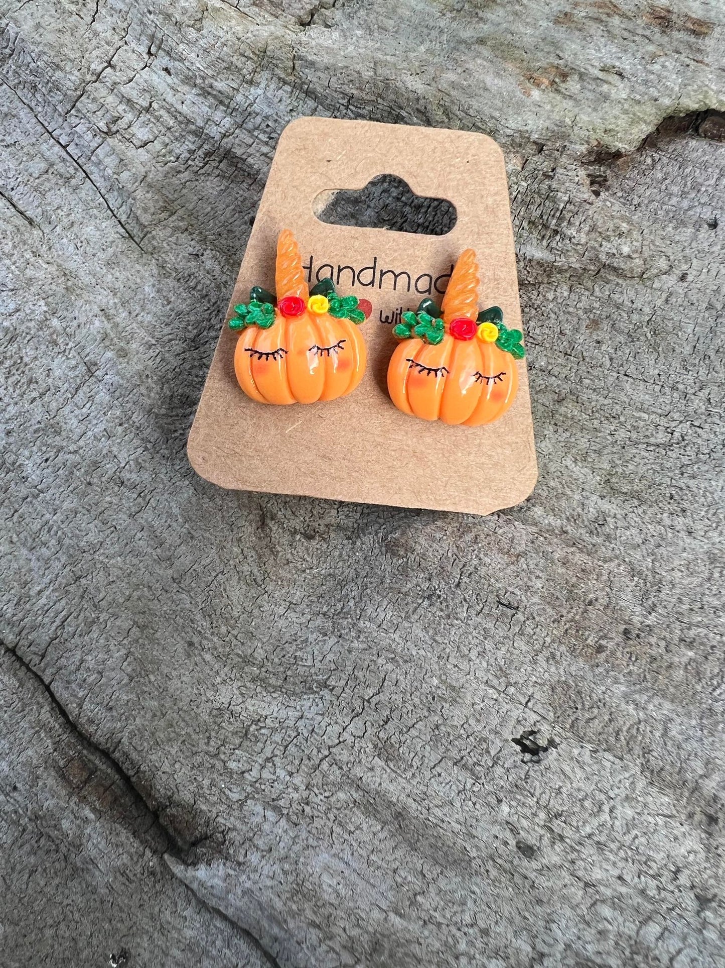 Pumpkin Unicorn Stud Earrings