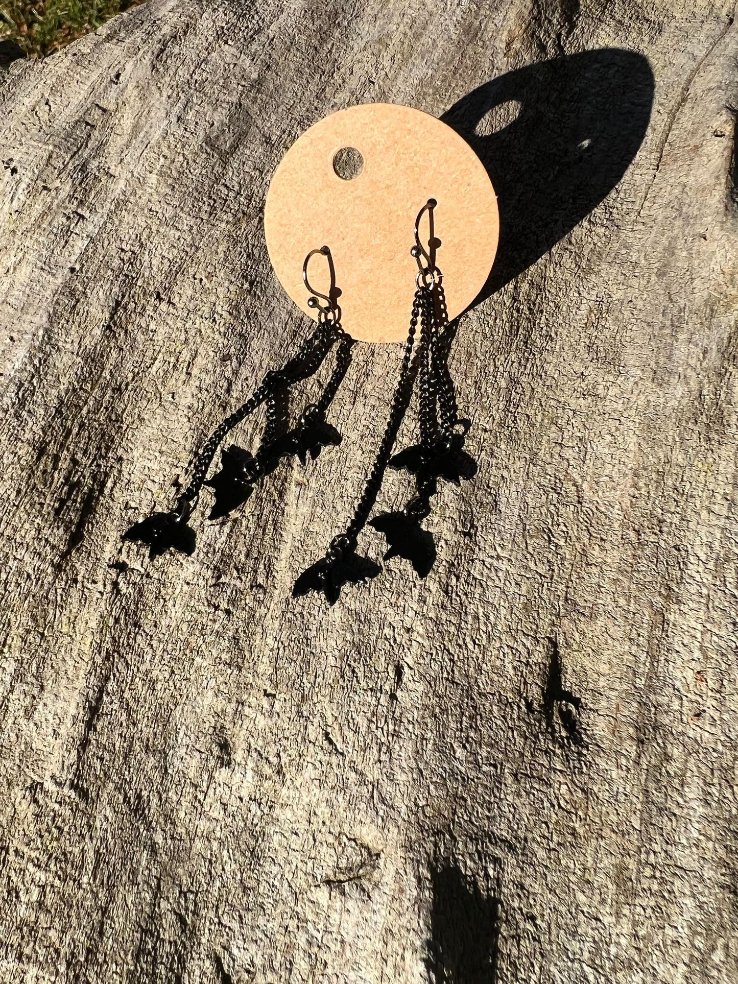 Long Dangly Bat Earrings