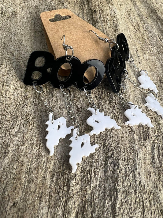 BOO Halloween Dangly Earrings