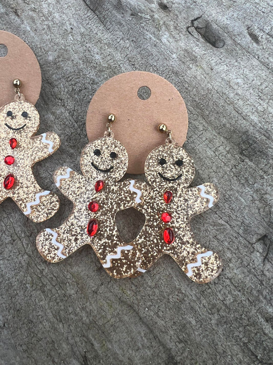 Gingerbread Man Dangly Stud Earrings