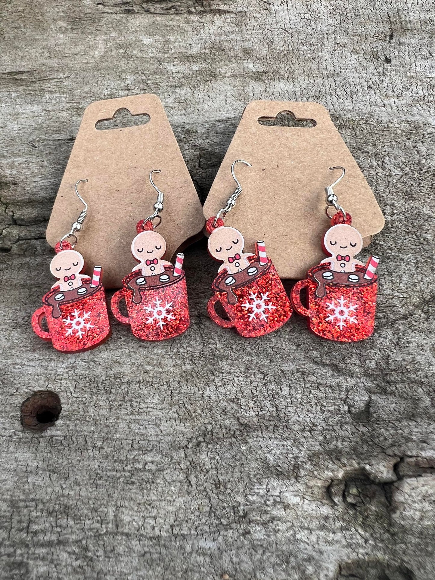 Gingerbread Hot Coco Dangly Earrings