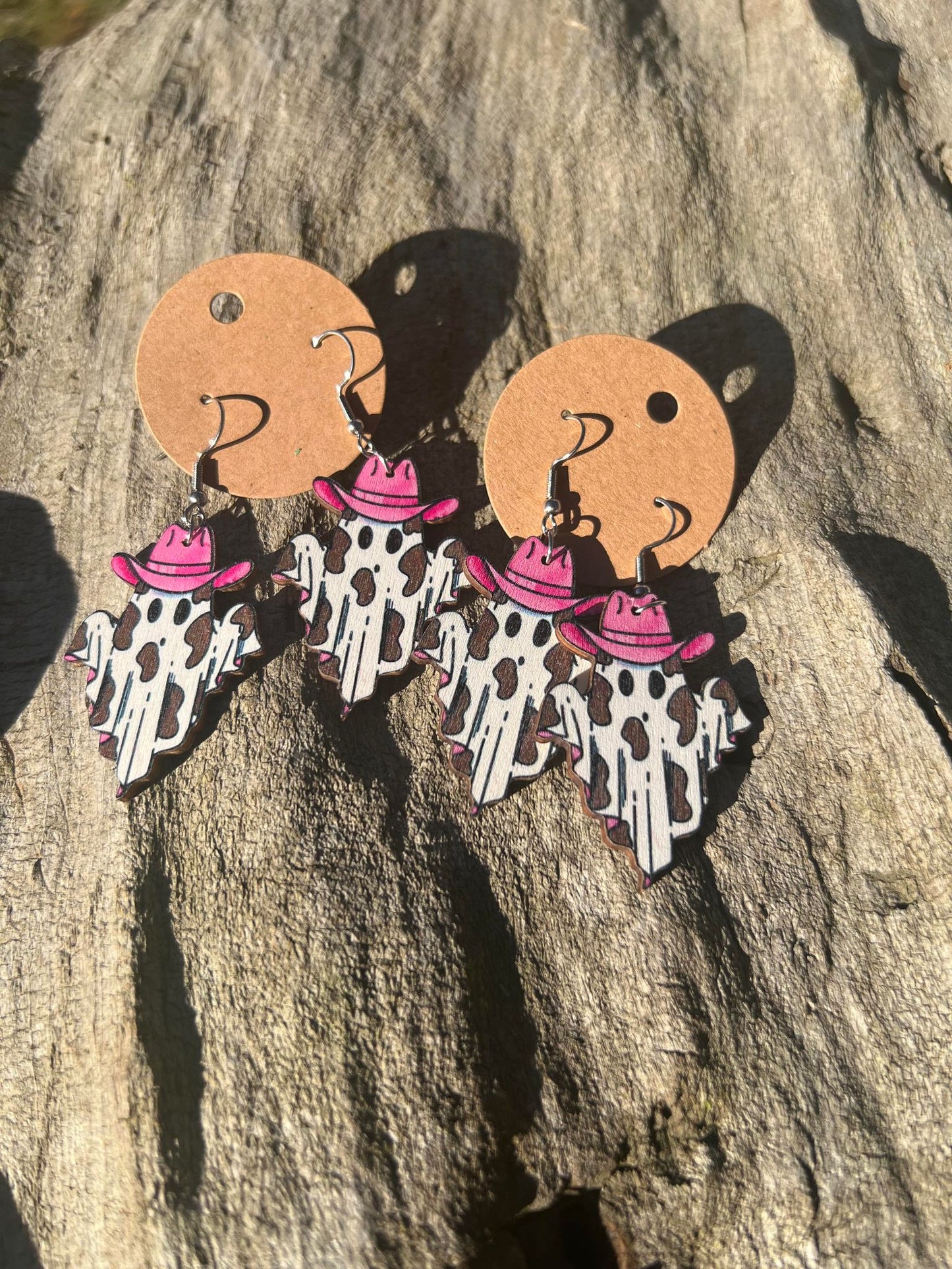 Cow Print Ghost Earrings