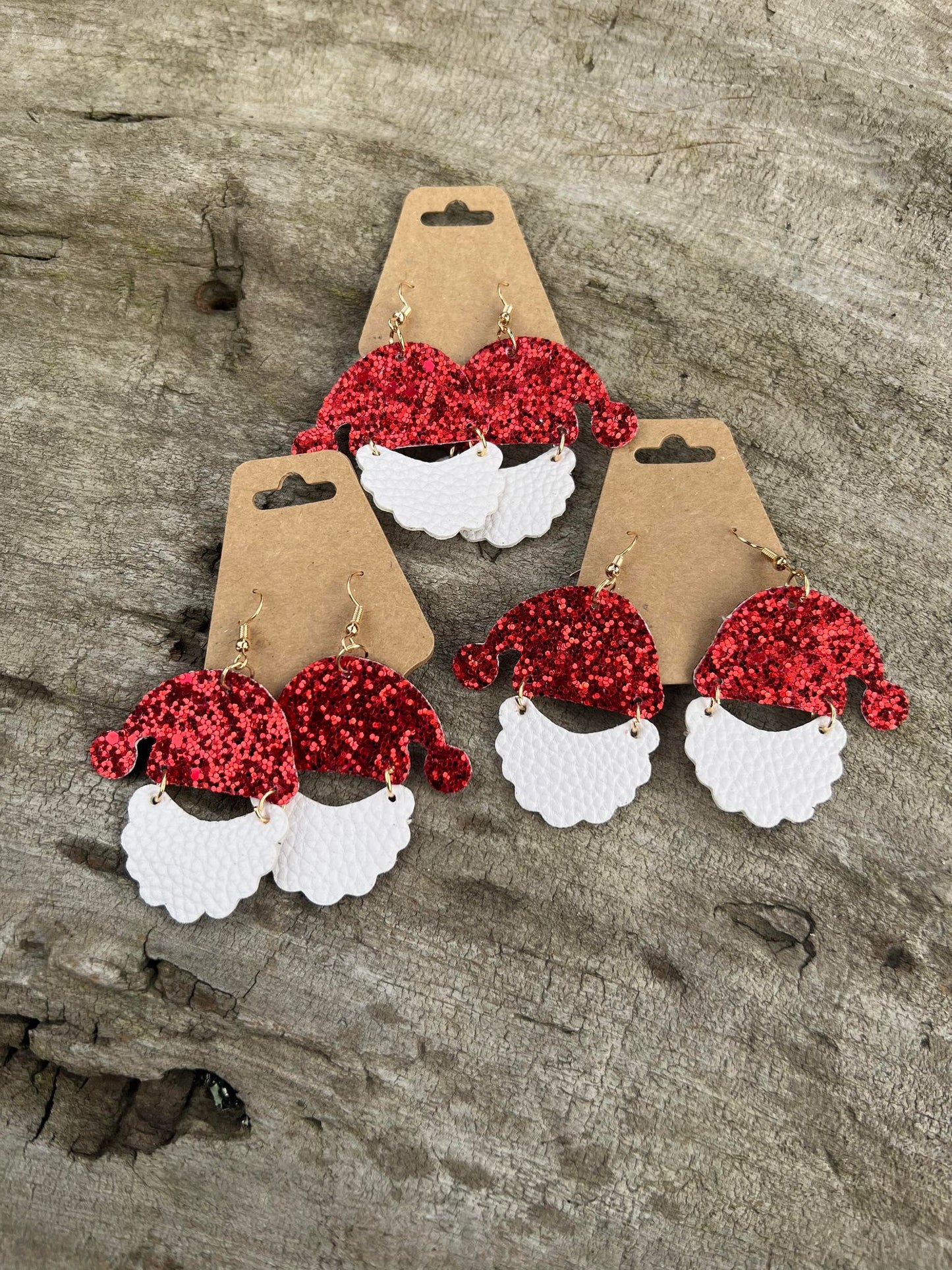 Sparkly Santa Leather Earrings