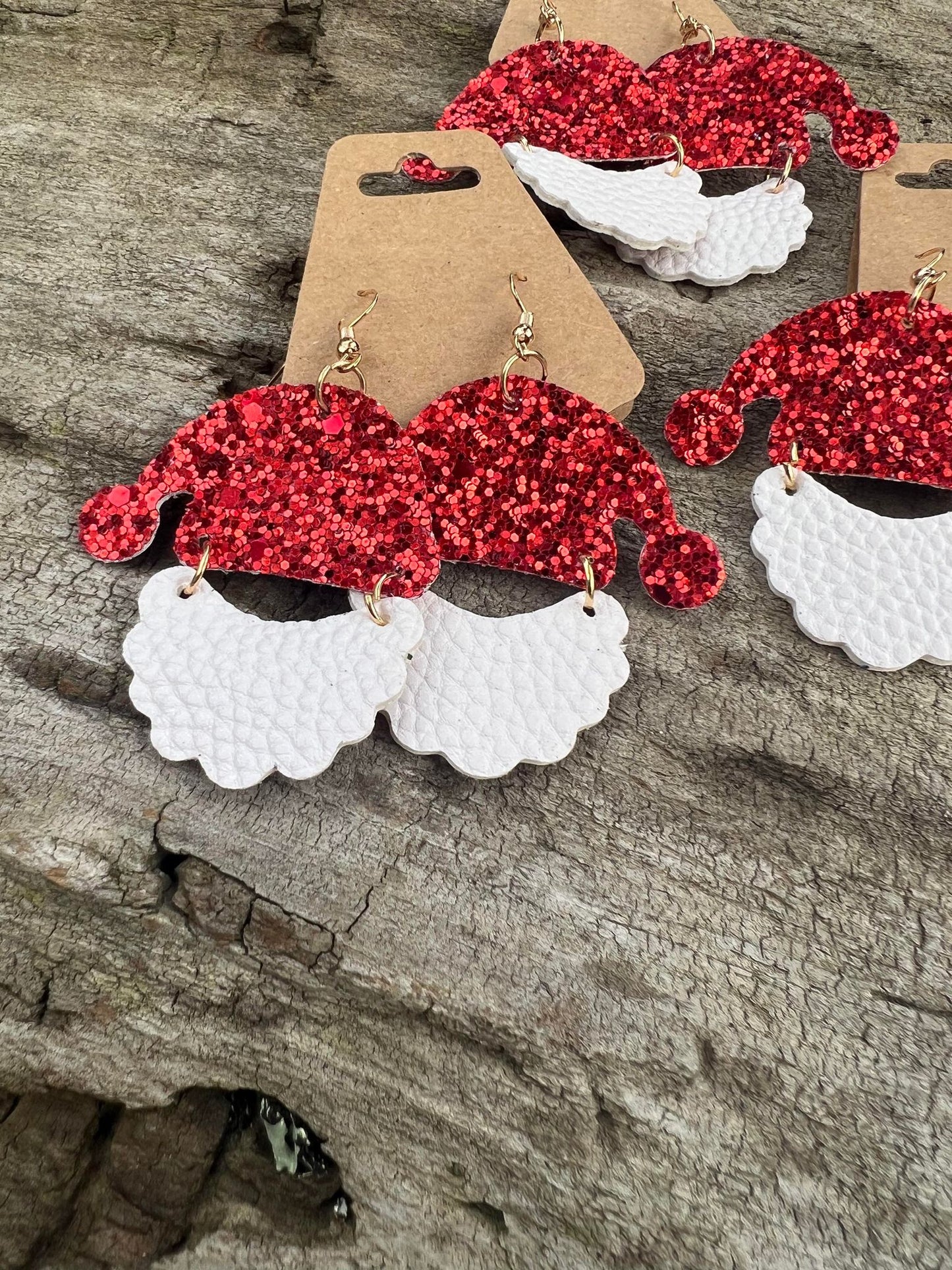 Sparkly Santa Leather Earrings