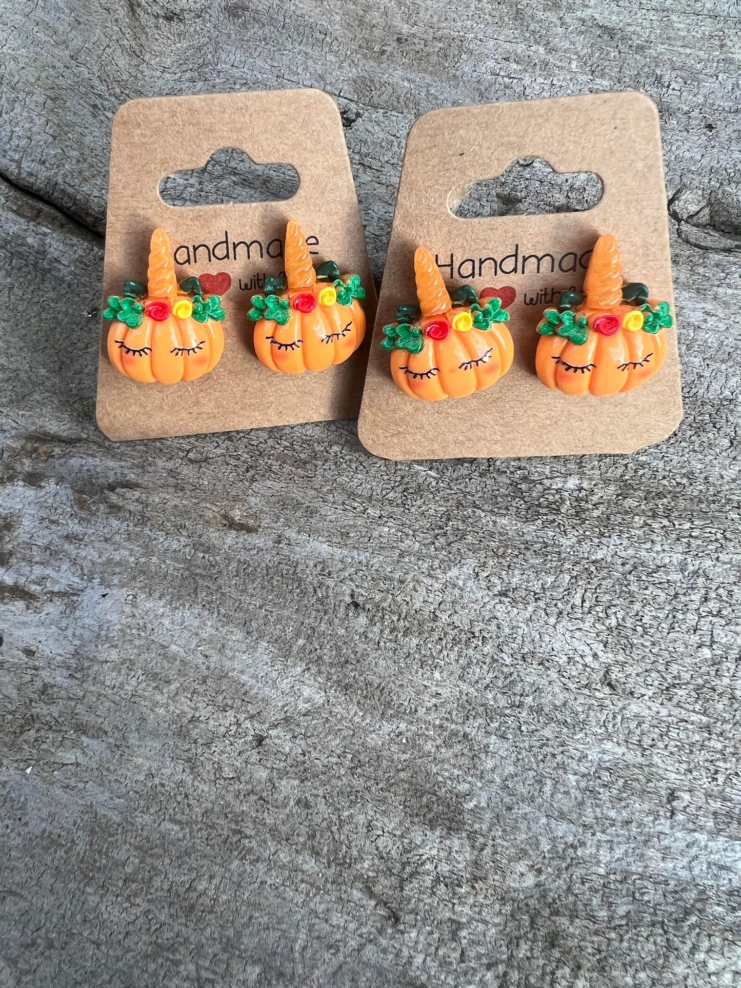 Pumpkin Unicorn Stud Earrings