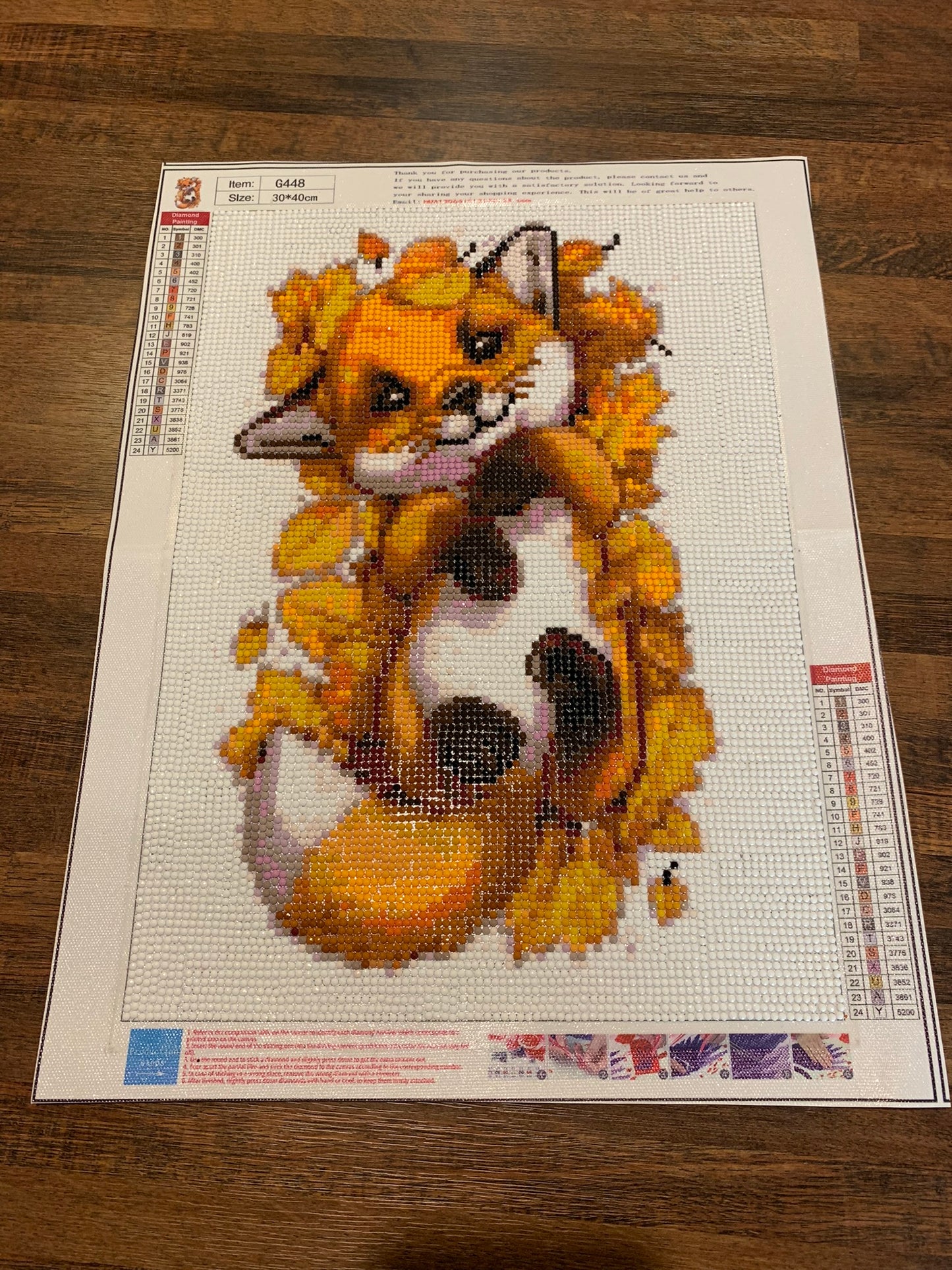 Fox in Leaves 5D Diamond Painting (completed)