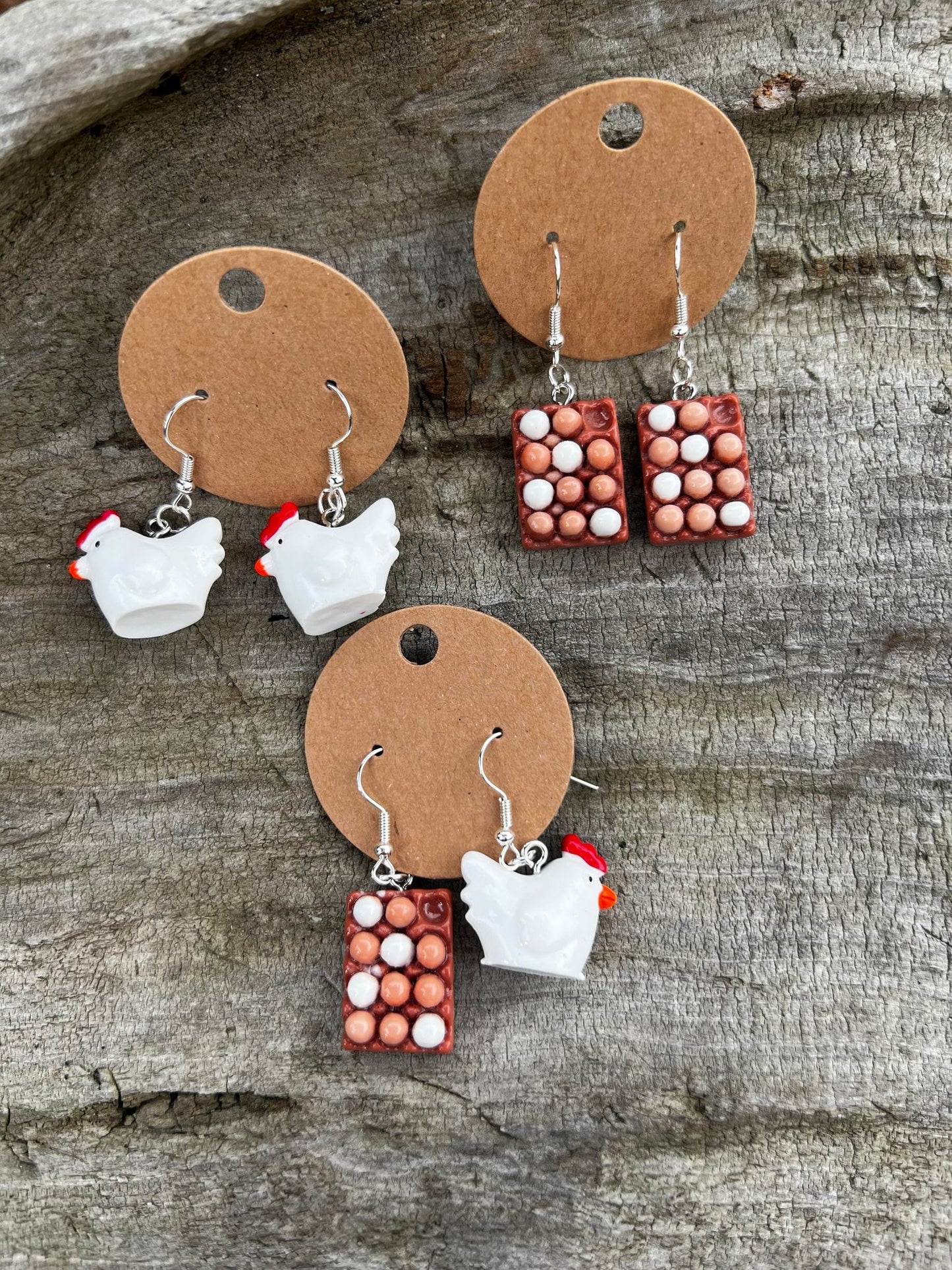 Chicken and Eggs Dangly Earrings