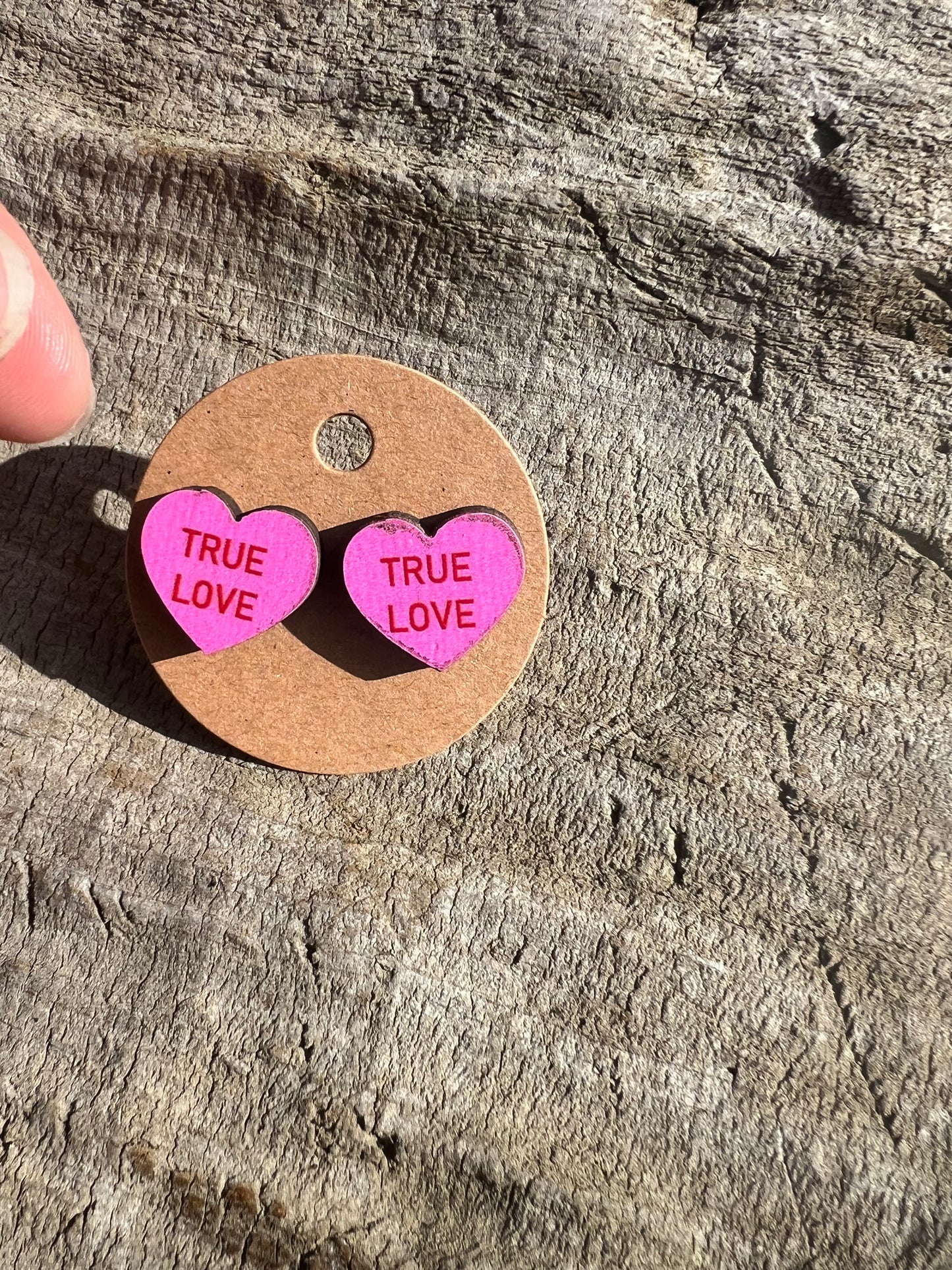 Valentine's Wooden Stud Earrings