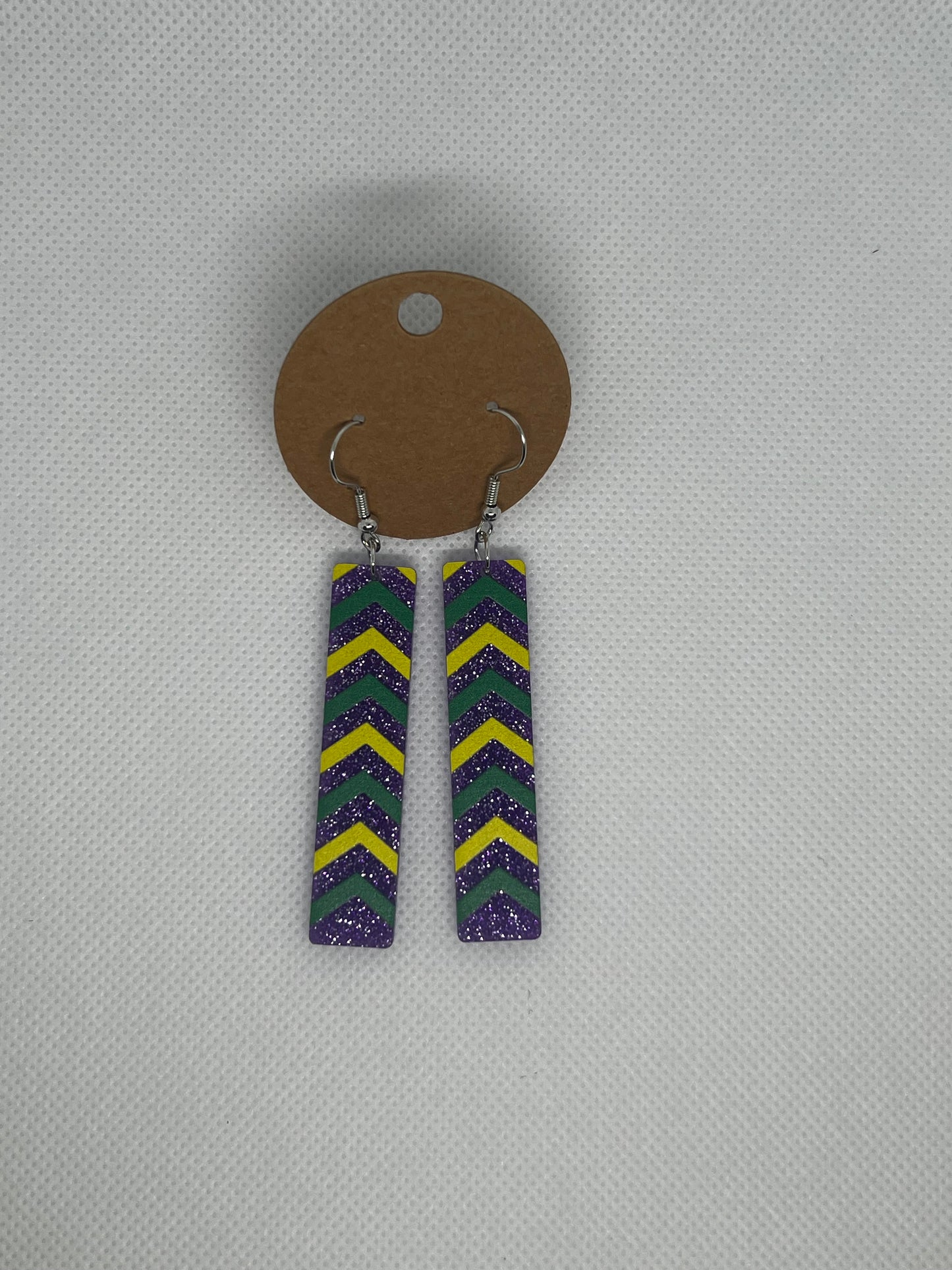 Mardi Gras Dangly Earrings