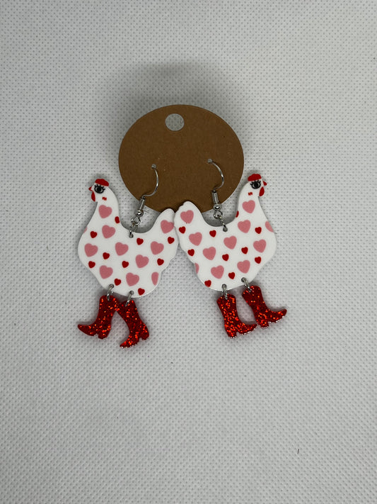 Valentine’s Chicken Dangly Earrings