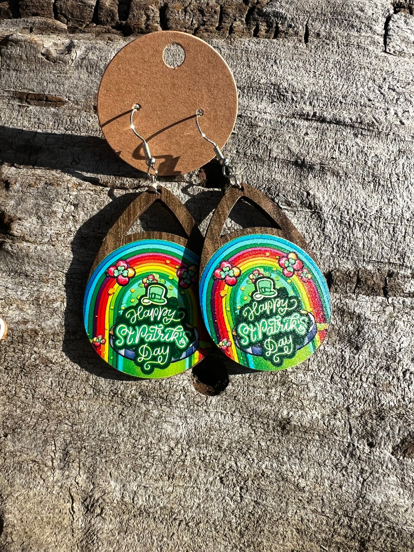 St. Patrick’s Wooden Dangly Earrings