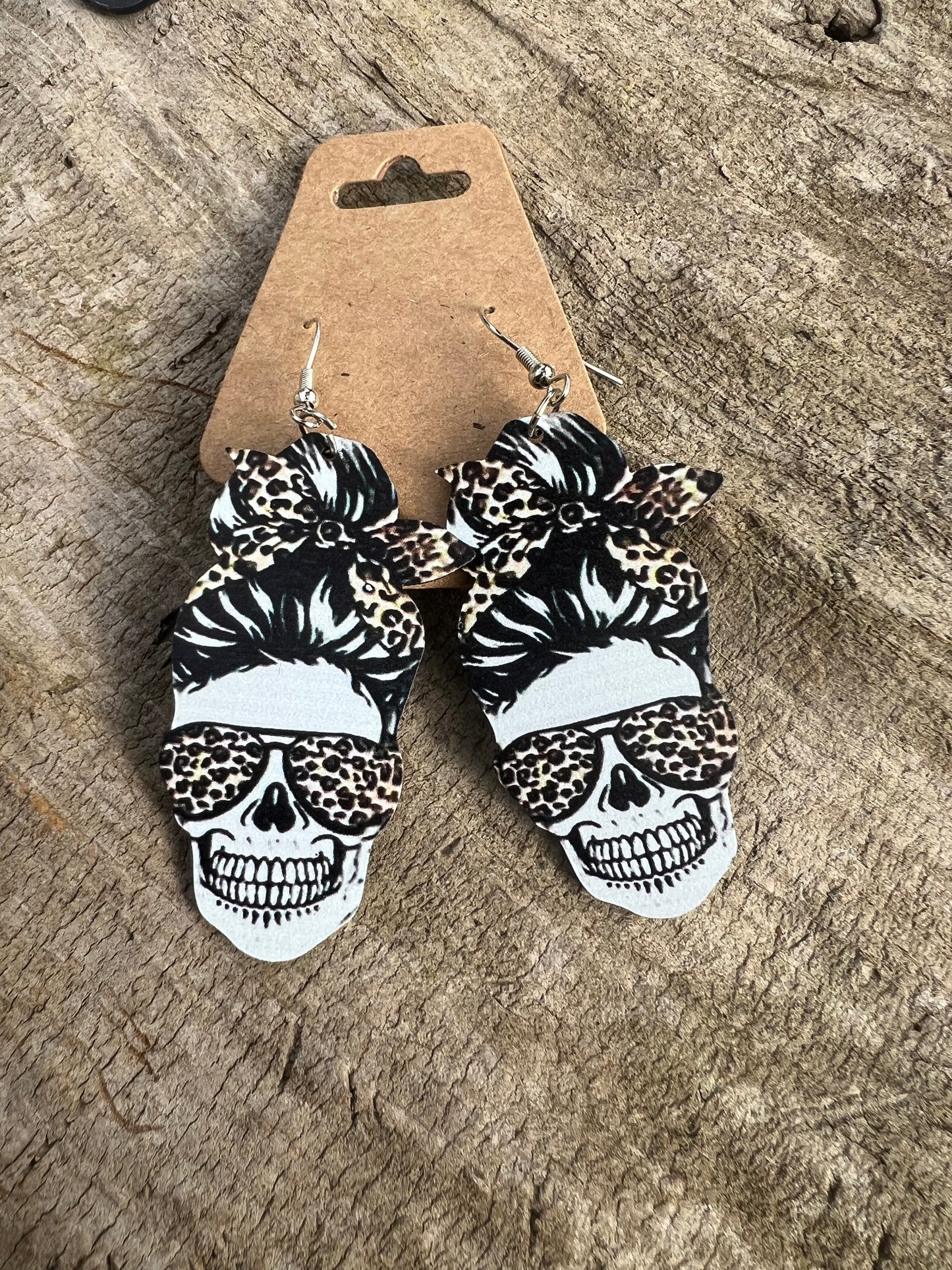 Dangly Skull Earrings with Bandana and Glasses