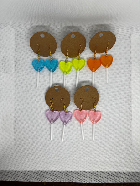 Heart Lollipop Dangly Earrings