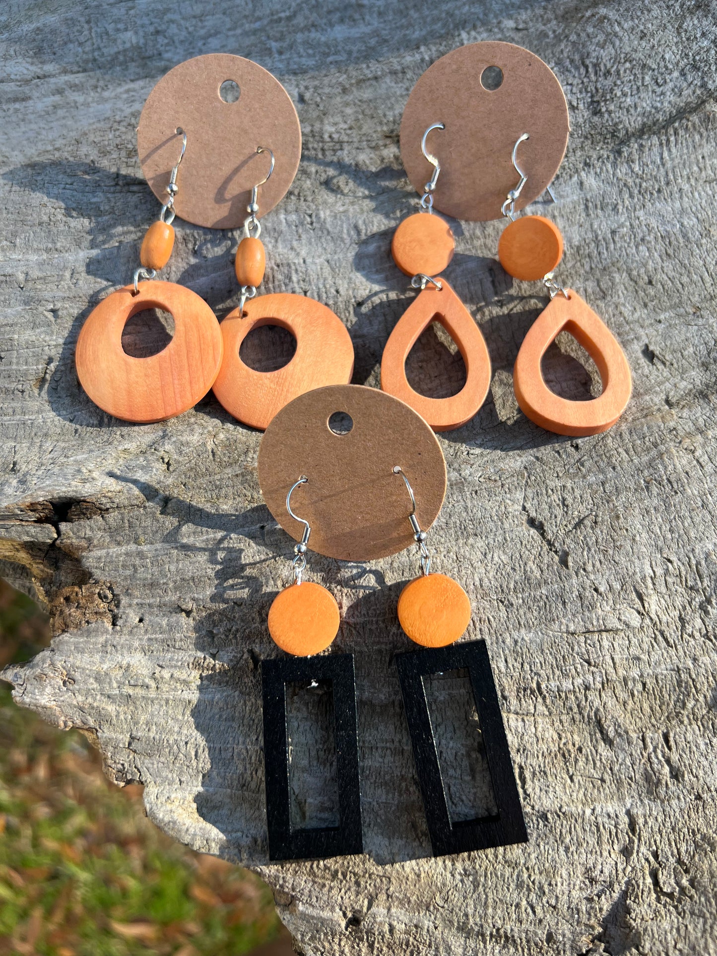 Wooden Dangly Earrings