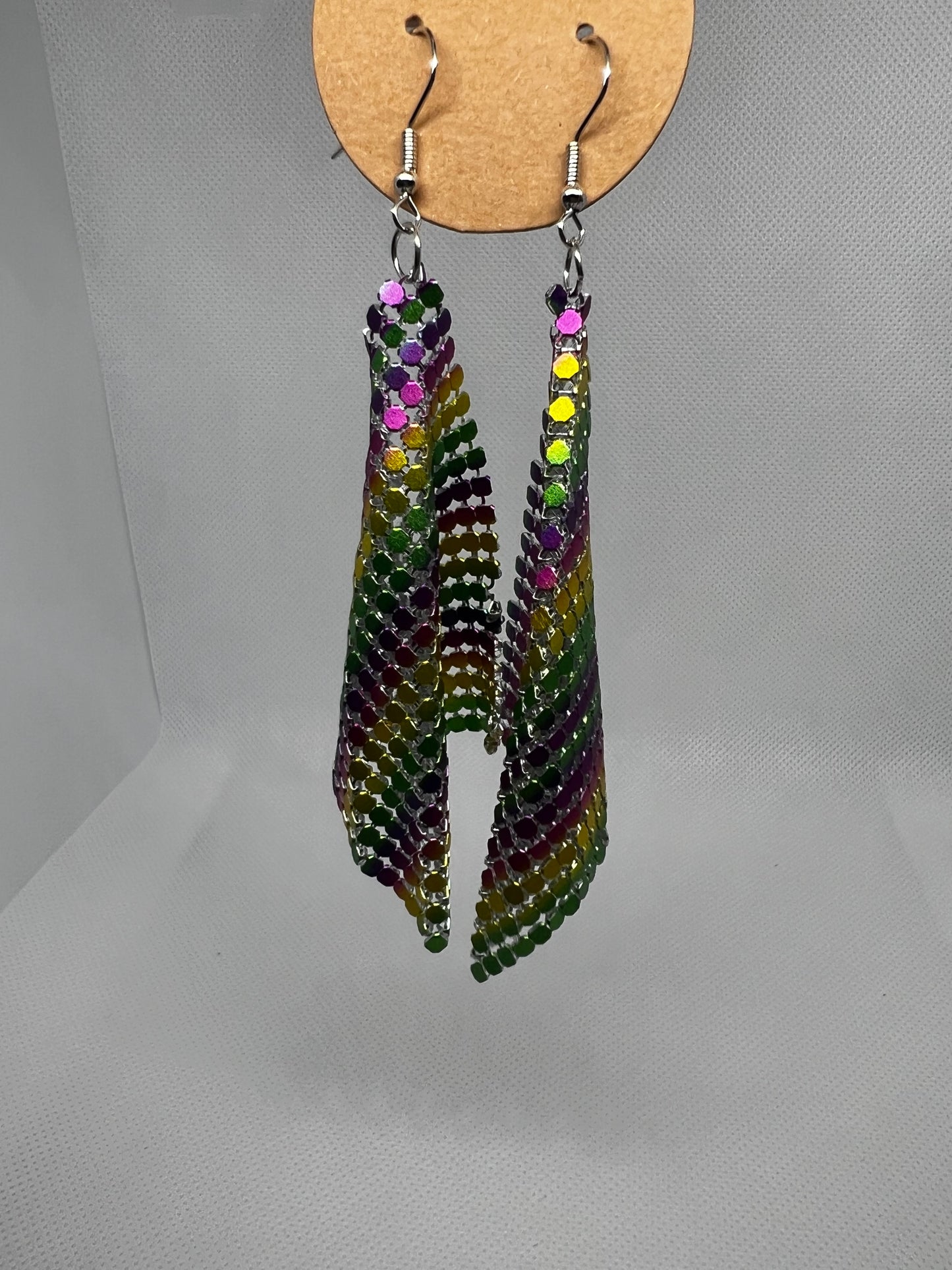 Mardi Gras Dangly Earrings