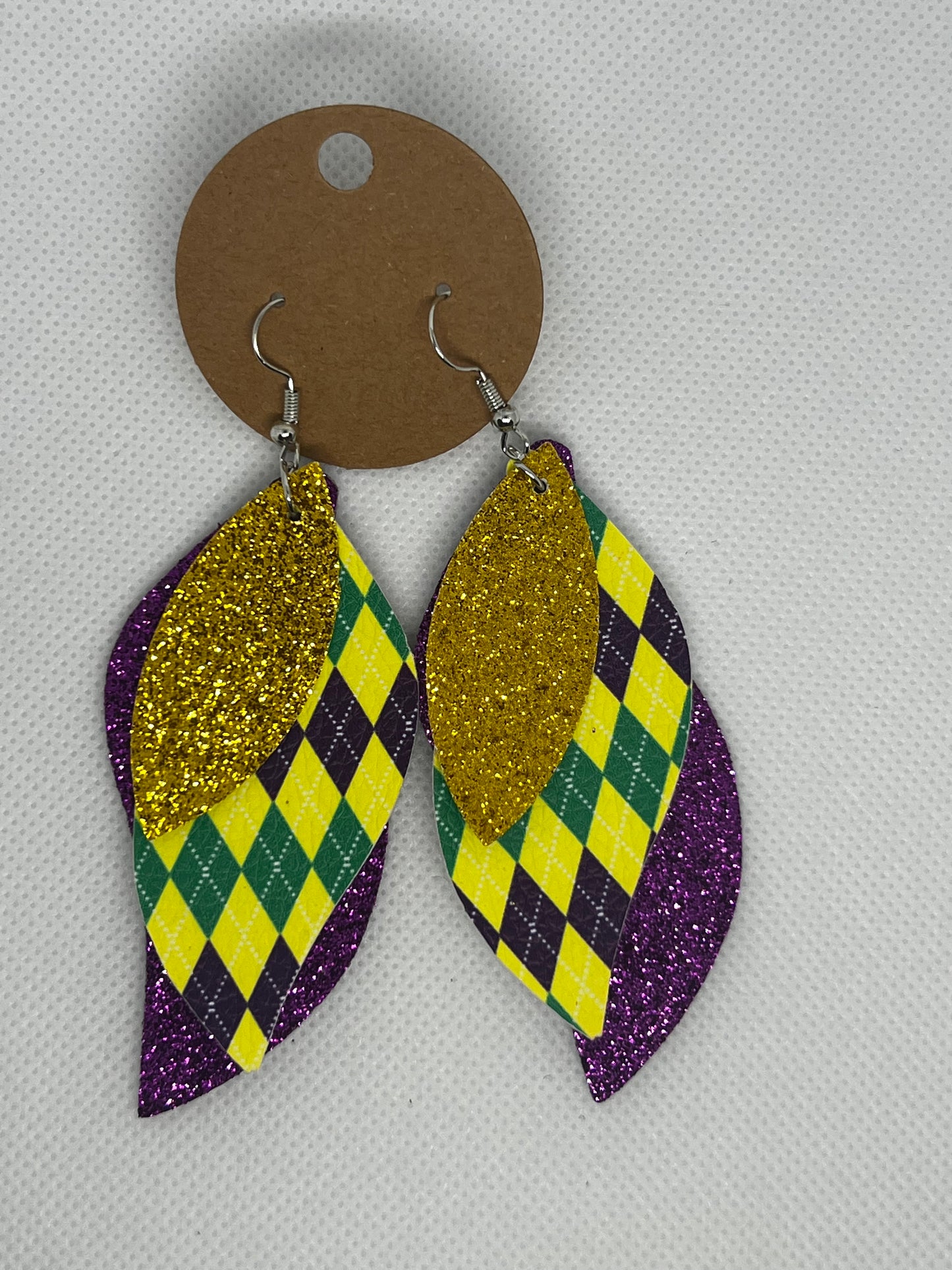 Mardi Gras Dangly Earrings