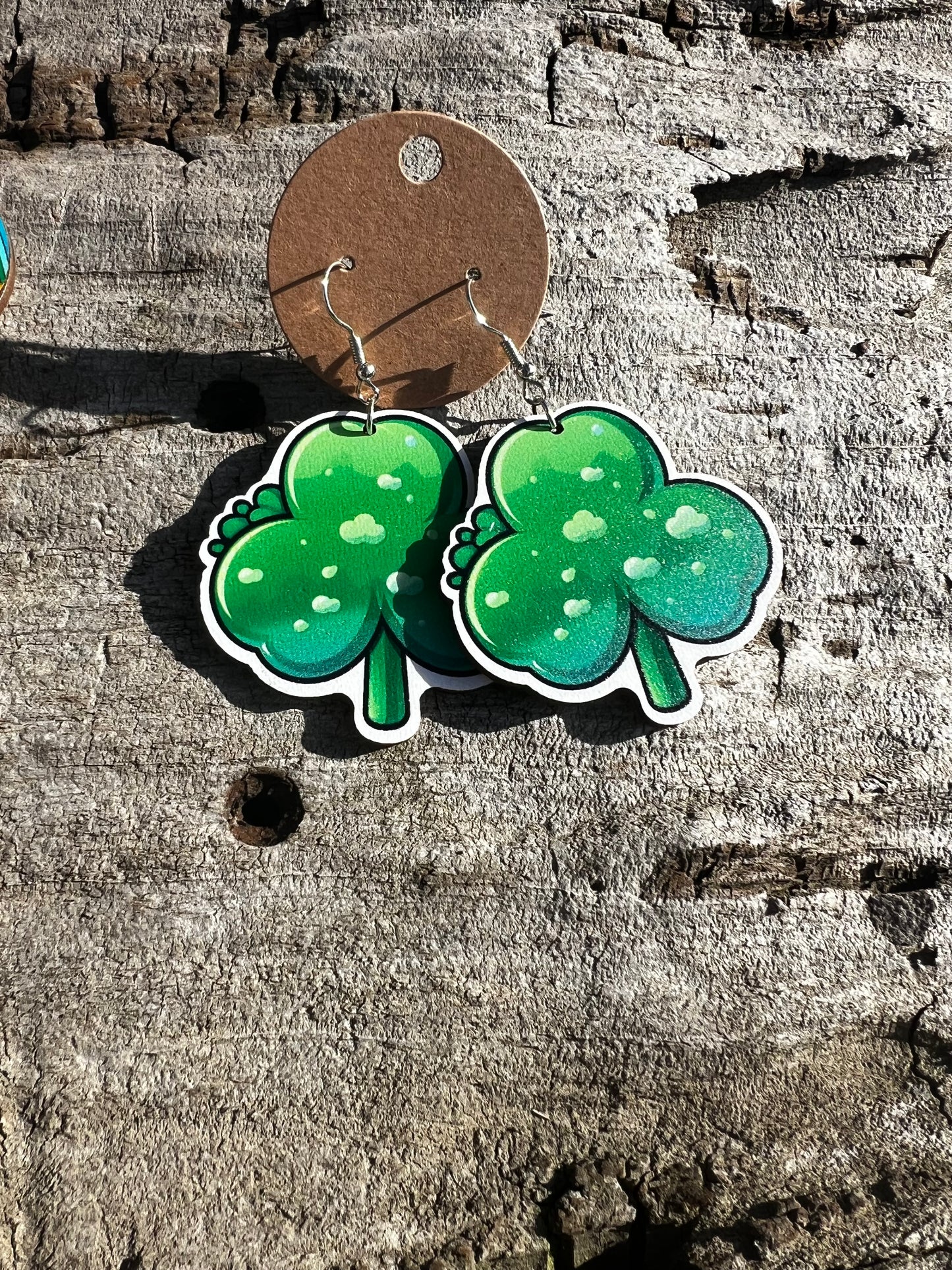 St. Patrick’s Wooden Dangly Earrings