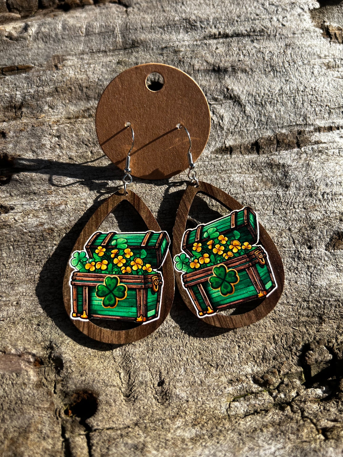 St. Patrick’s Wooden Dangly Earrings