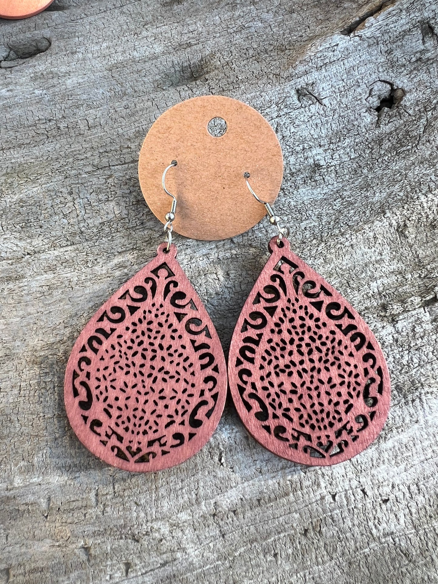 Wooden Dangly Earrings