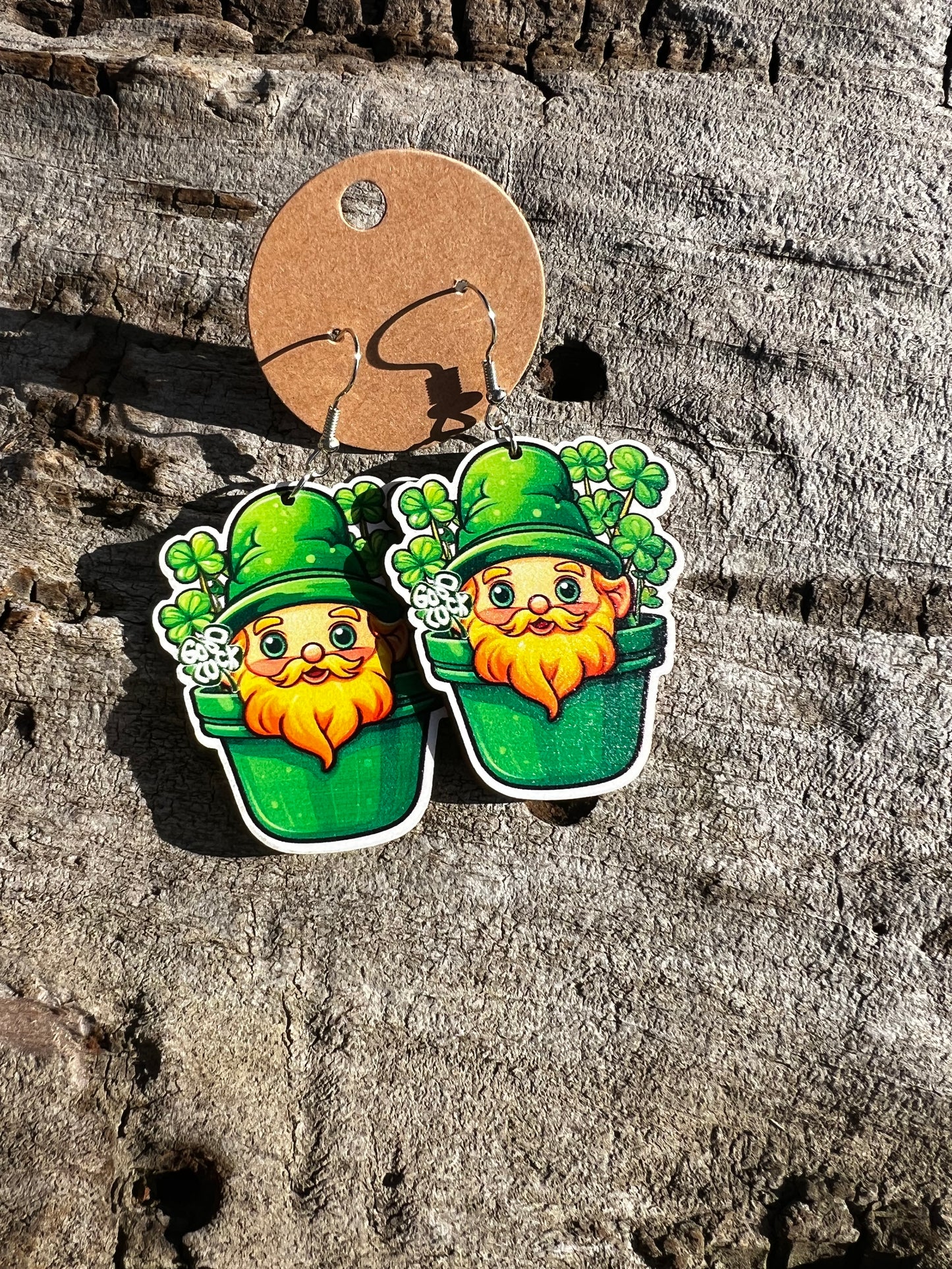 St. Patrick’s Wooden Dangly Earrings