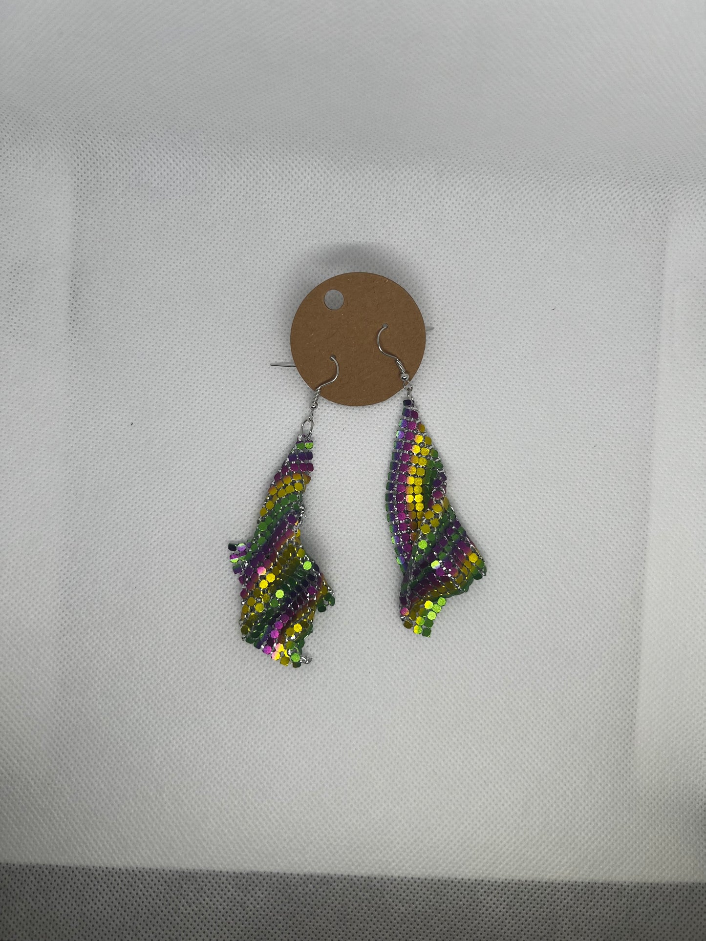 Mardi Gras Dangly Earrings