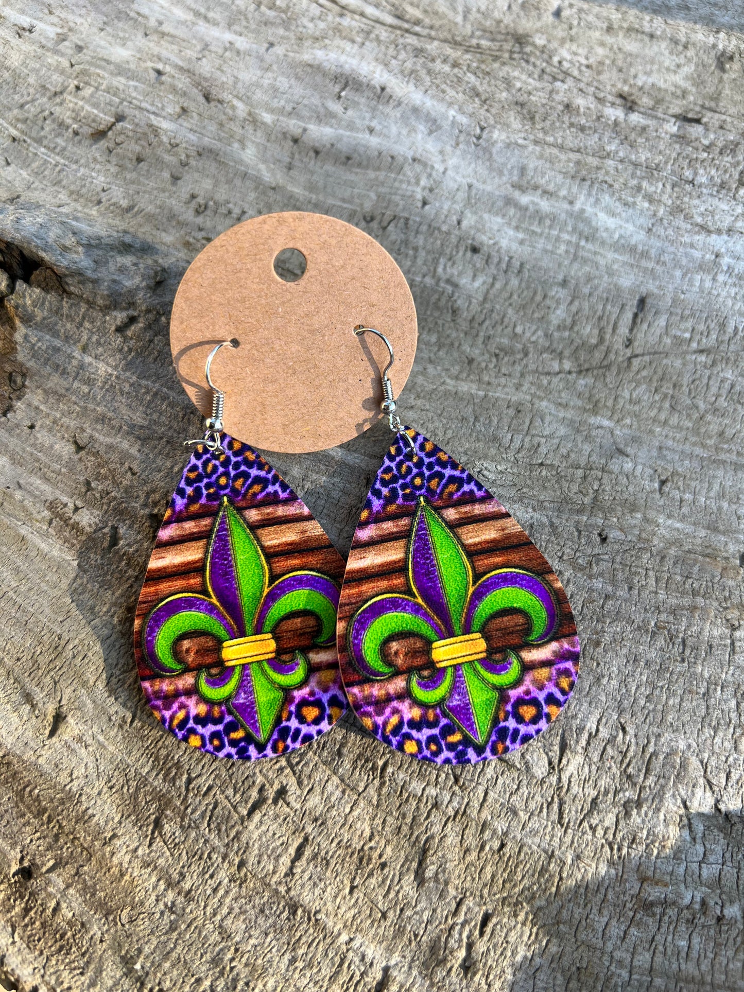 Mardi Gras Dangly Earrings